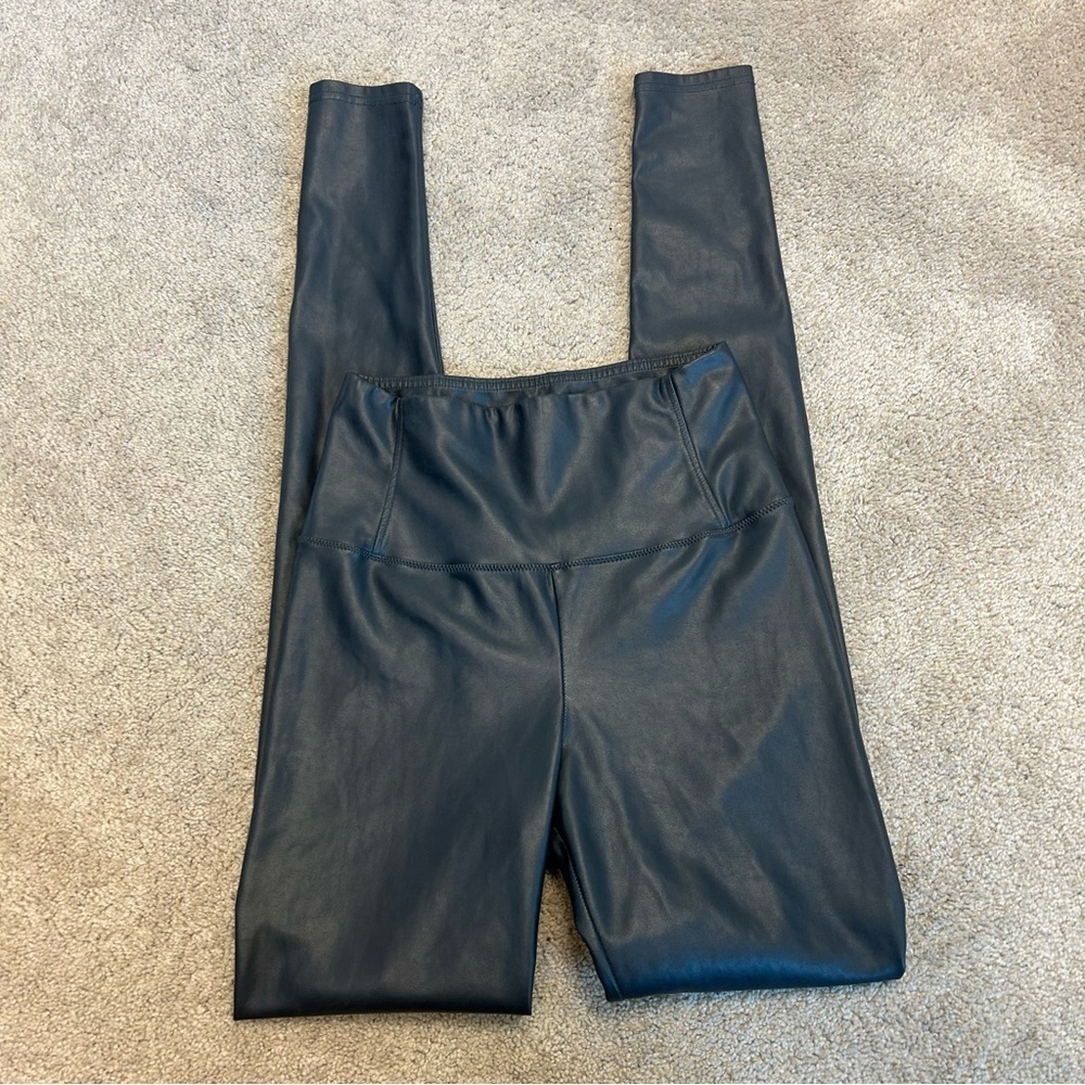 Aritzia Wilfred Free grey Slate blue Daria faux leather high rise leggings Sz S